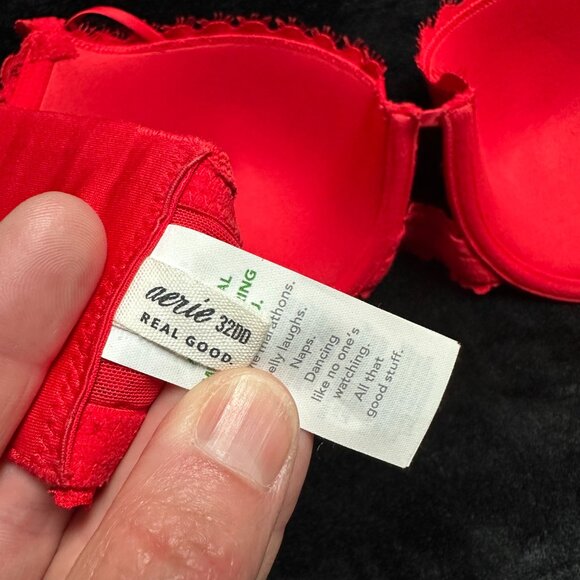 EUC Aerie American Eagle Red Show Off Coquette Lace Balconette Bra 32DD 34D - Picture 6 of 9